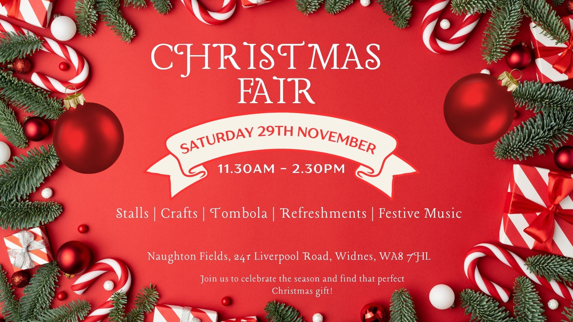 Poster advertising the details of a Christmas Fair